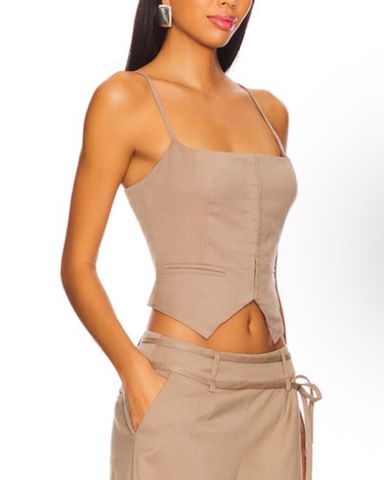 ELVIRA- Brown asymmetric sleeve, soft-neck cupro top